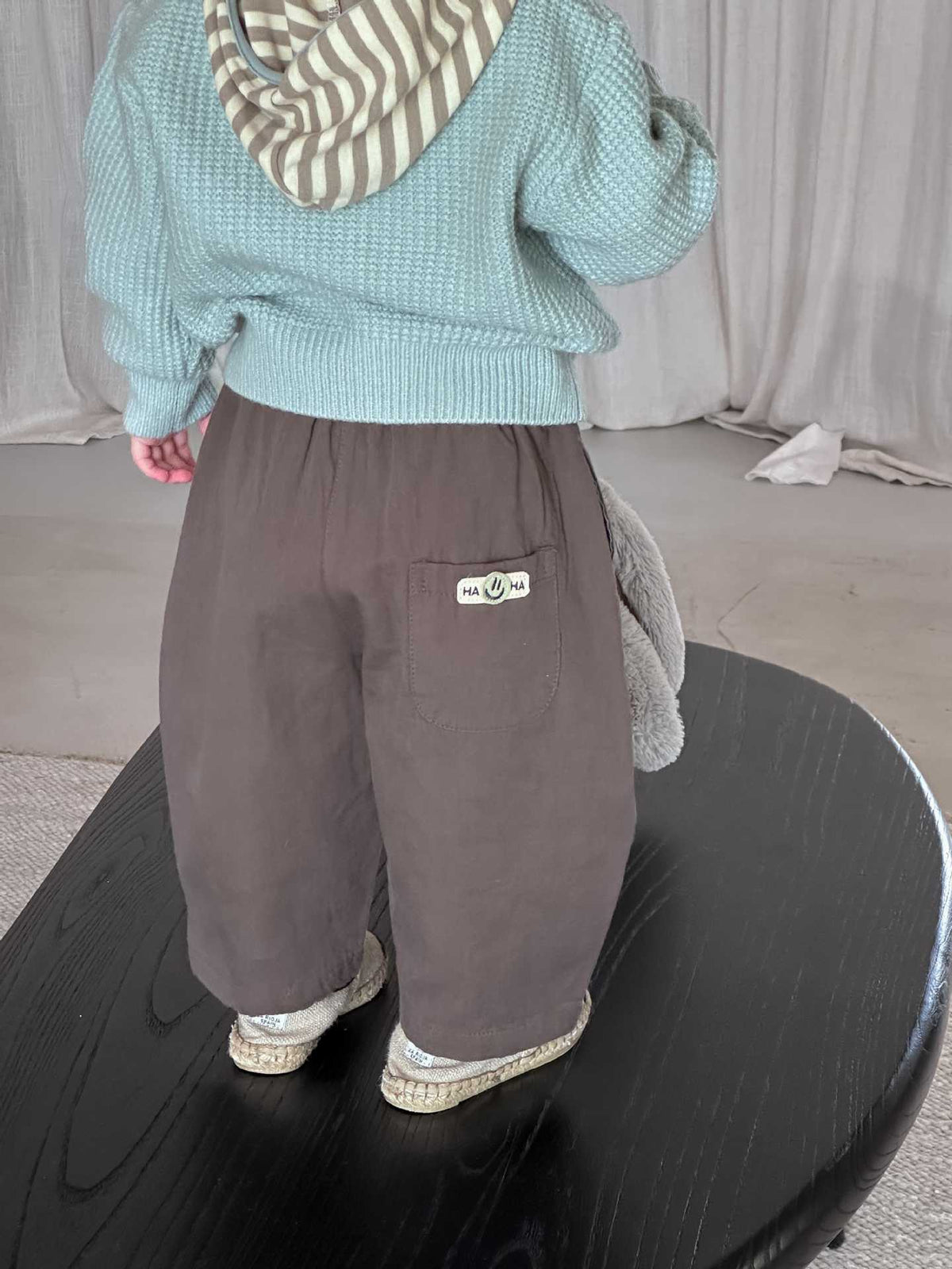 配色フード付きボーダートップス