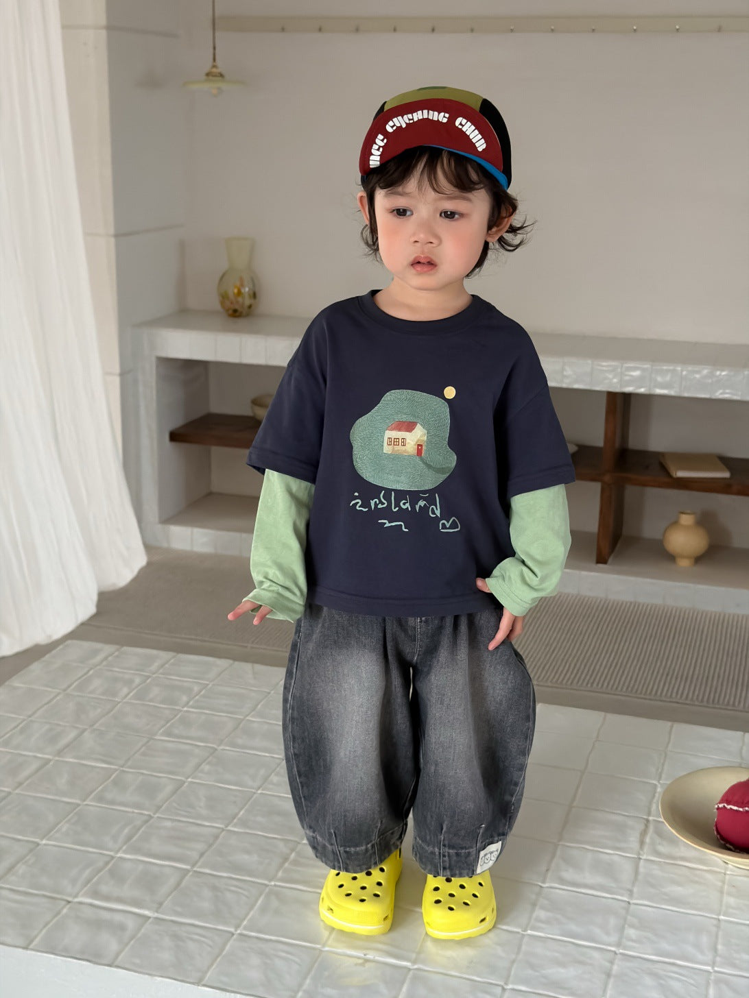 くまワッペン付きバルーンデニム