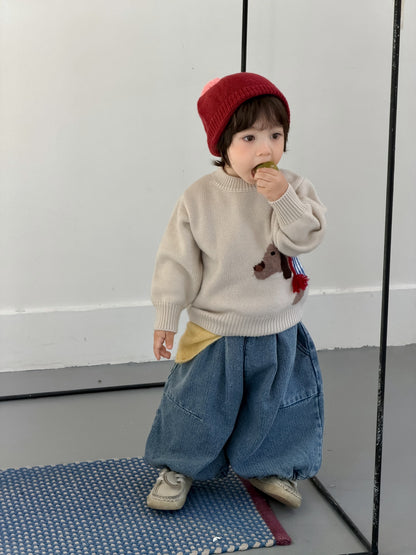 タック入りバルーンデニムパンツ