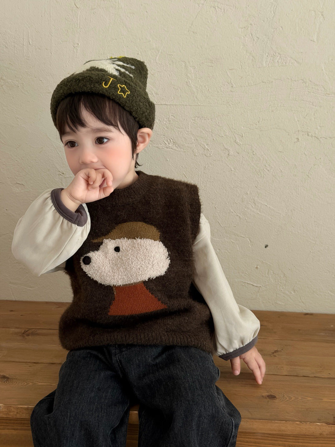 わんちゃんプリント長袖Tシャツ