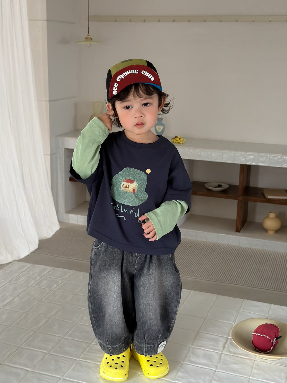 くまワッペン付きバルーンデニム