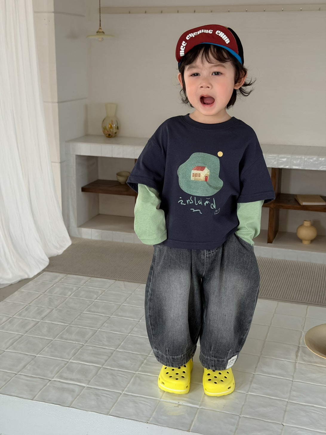 くまワッペン付きバルーンデニム
