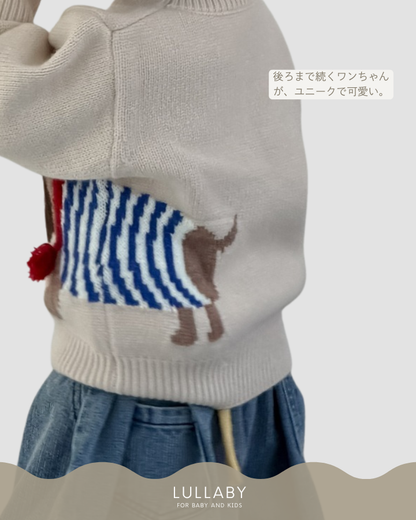 犬のジャカードニットプルオーバー