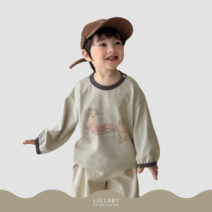 わんちゃんプリント長袖Tシャツ