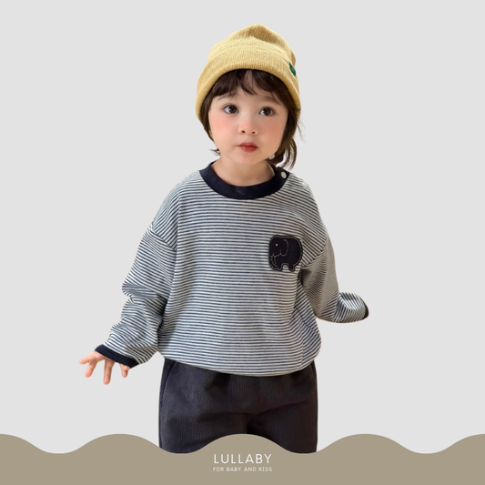 ゾウワッペンボーダーtシャツ