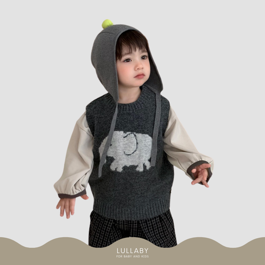 ゾウ柄ニットベスト